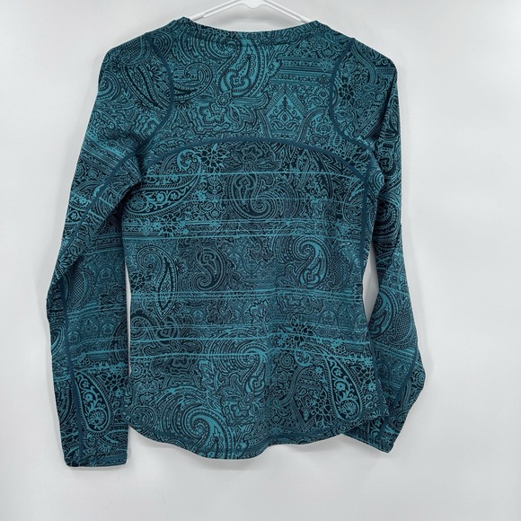 Title Nine Womens Wool Blend Long Sleeve Shirt Sz XS Turquoise Zip Pocket Active - Picture 5 of 6